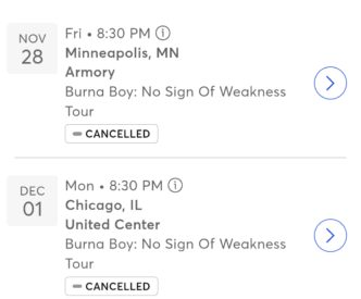 Burna Boy cancels two US tour stops -- including tonight's performance