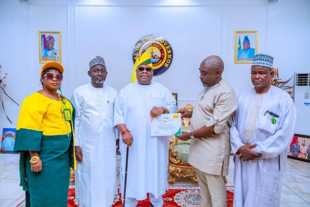 Ademola Adeleke (middle) with Accord party officials