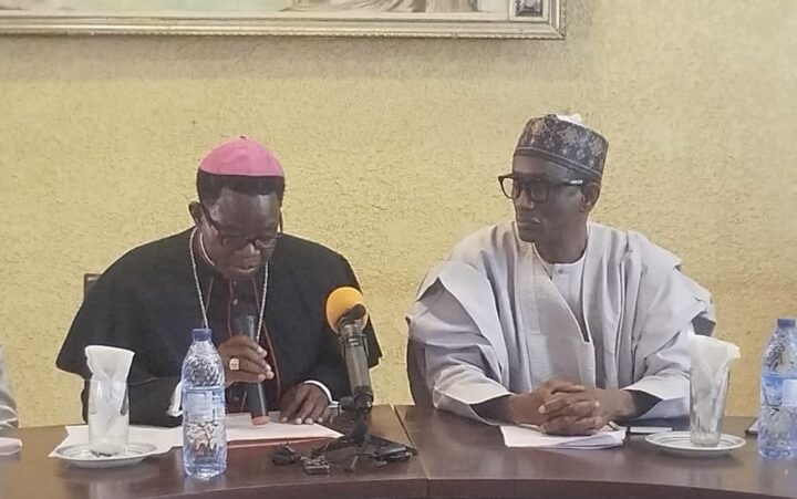 L-R: Bulus Yohanna, the Catholic bishop of Kontagora diocese, and Nuhu Ribadu, the national security adviser